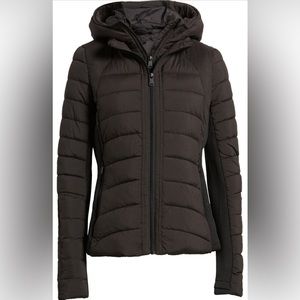 Bernardo Hooded Quilted Water Repellent Jacket Small Black